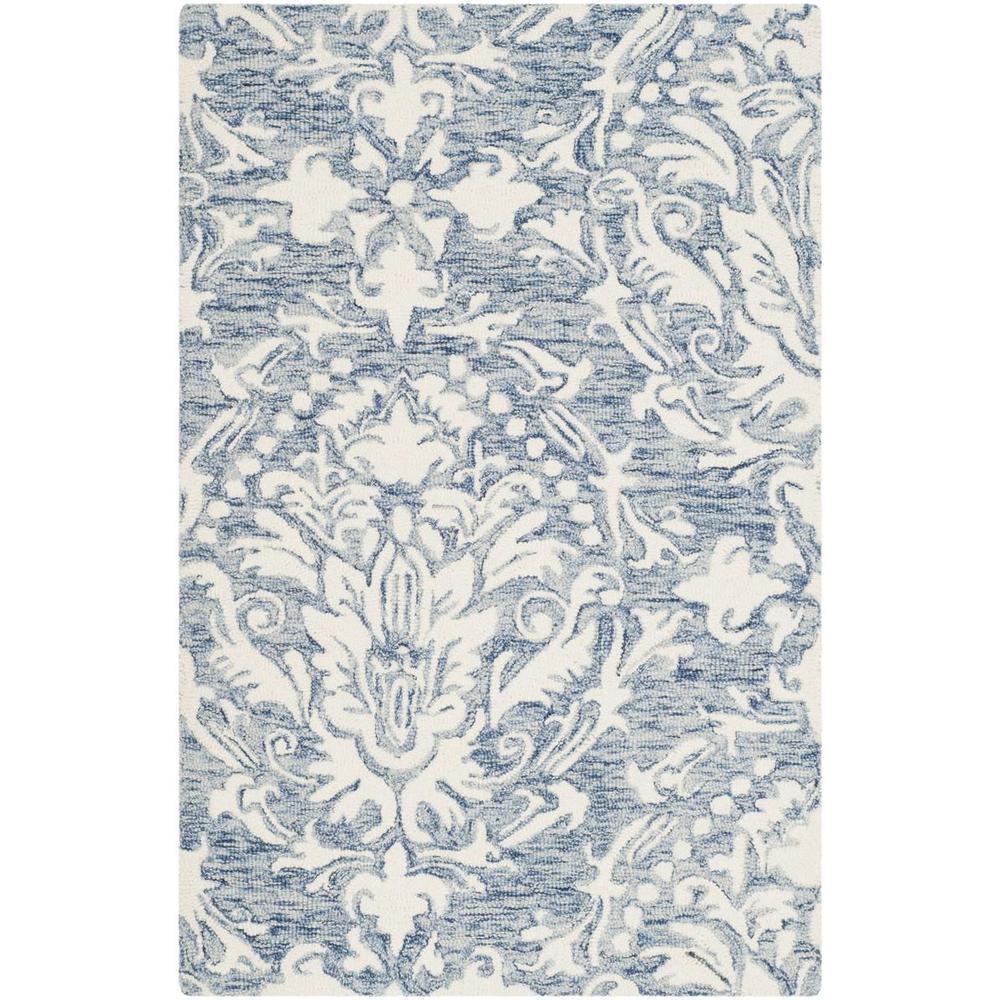 BLOSSOM, BLUE / IVORY, 2'-6" X 4', Area Rug. Picture 1