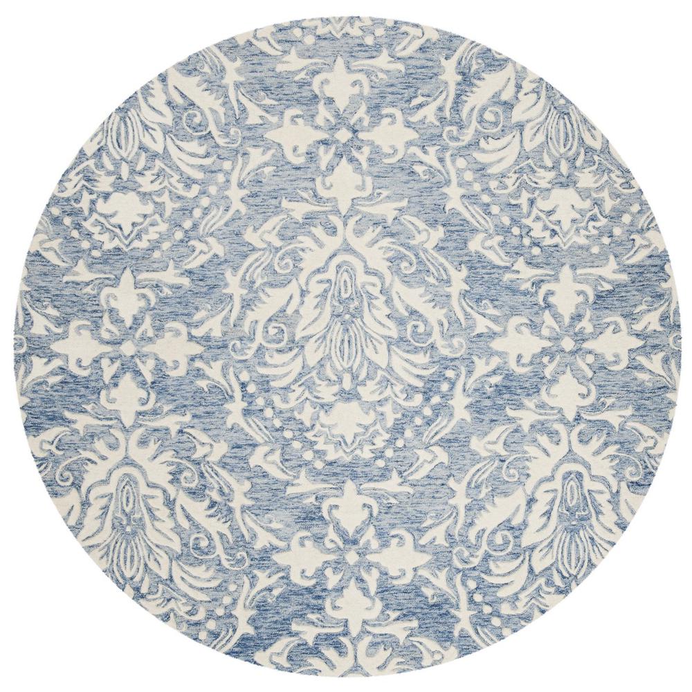 BLOSSOM, BLUE / IVORY, 6' X 6' Round, Area Rug, BLM107B-6R. Picture 1