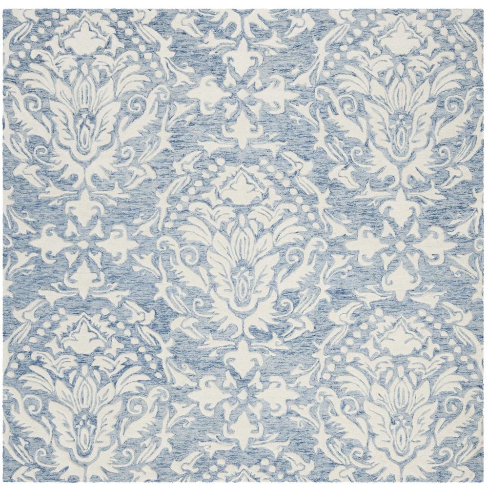 BLOSSOM, BLUE / IVORY, 6' X 6' Square, Area Rug, BLM107B-6SQ. Picture 1