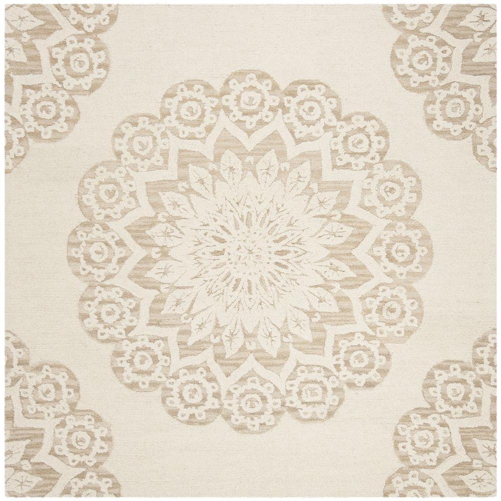 BLOSSOM, IVORY / BEIGE, 6' X 6' Square, Area Rug. Picture 1