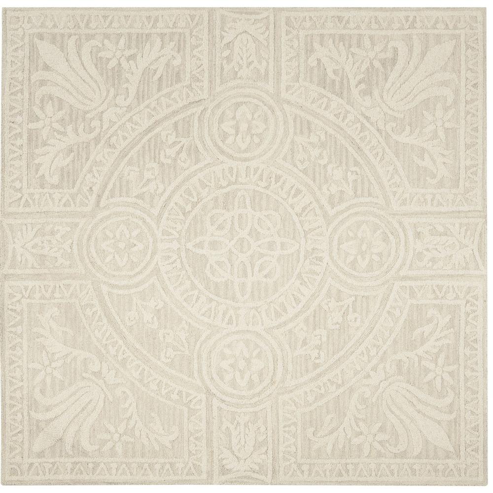 BLOSSOM, LIGHT GREY / IVORY, 6' X 6' Square, Area Rug, BLM109F-6SQ. Picture 1