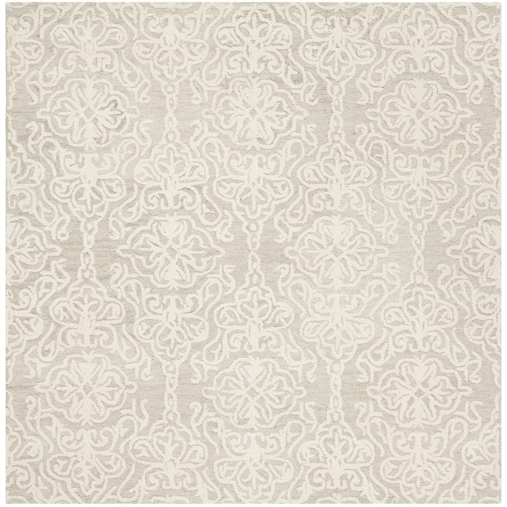 BLOSSOM, SILVER / IVORY, 6' X 6' Square, Area Rug, BLM112G-6SQ. Picture 1