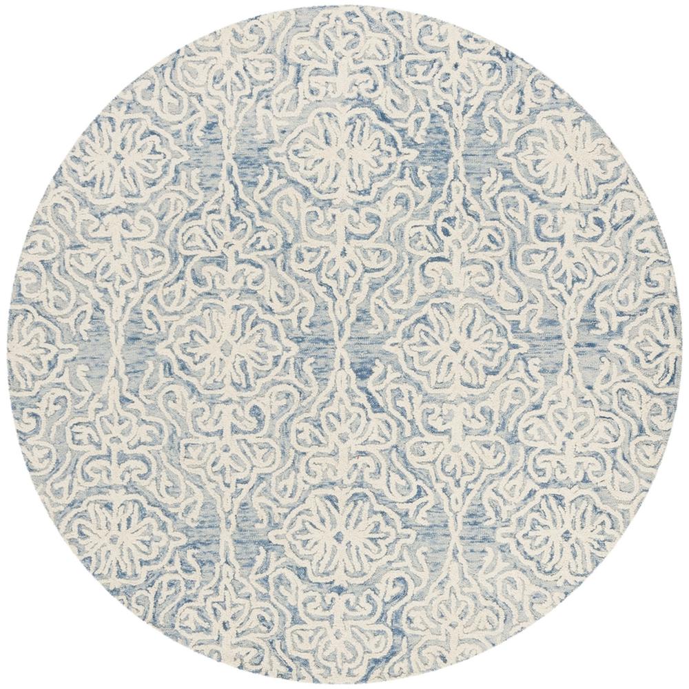 BLOSSOM, BLUE / IVORY, 6' X 6' Round, Area Rug, BLM112M-6R. Picture 1
