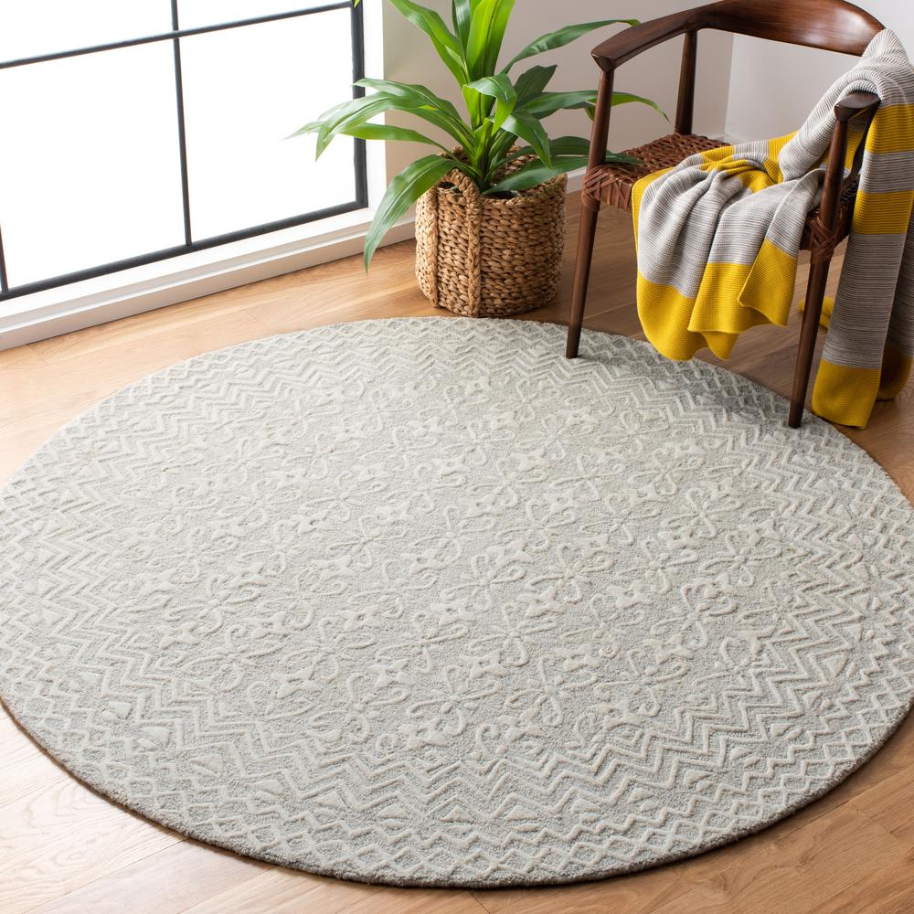 BLOSSOM, GREY / IVORY, 6' X 6' Round, Area Rug, BLM114F-6R. Picture 3