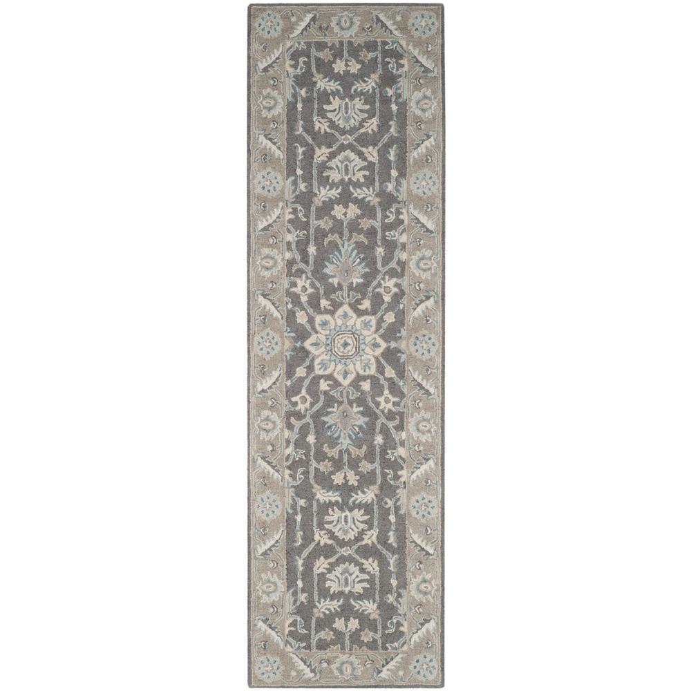 BLOSSOM, DARK GREY / LIGHT BROWN, 2'-3" X 12', Area Rug. Picture 1