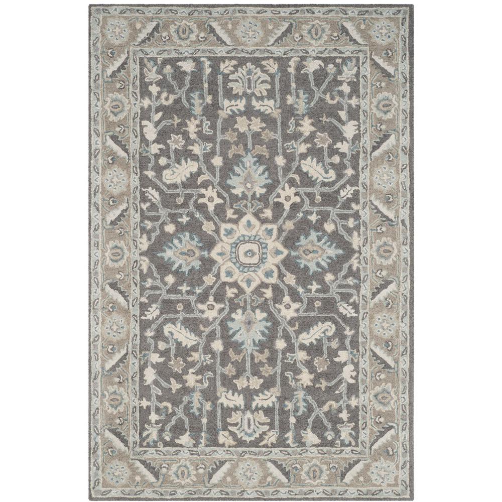 BLOSSOM, DARK GREY / LIGHT BROWN, 4' X 6', Area Rug. Picture 1