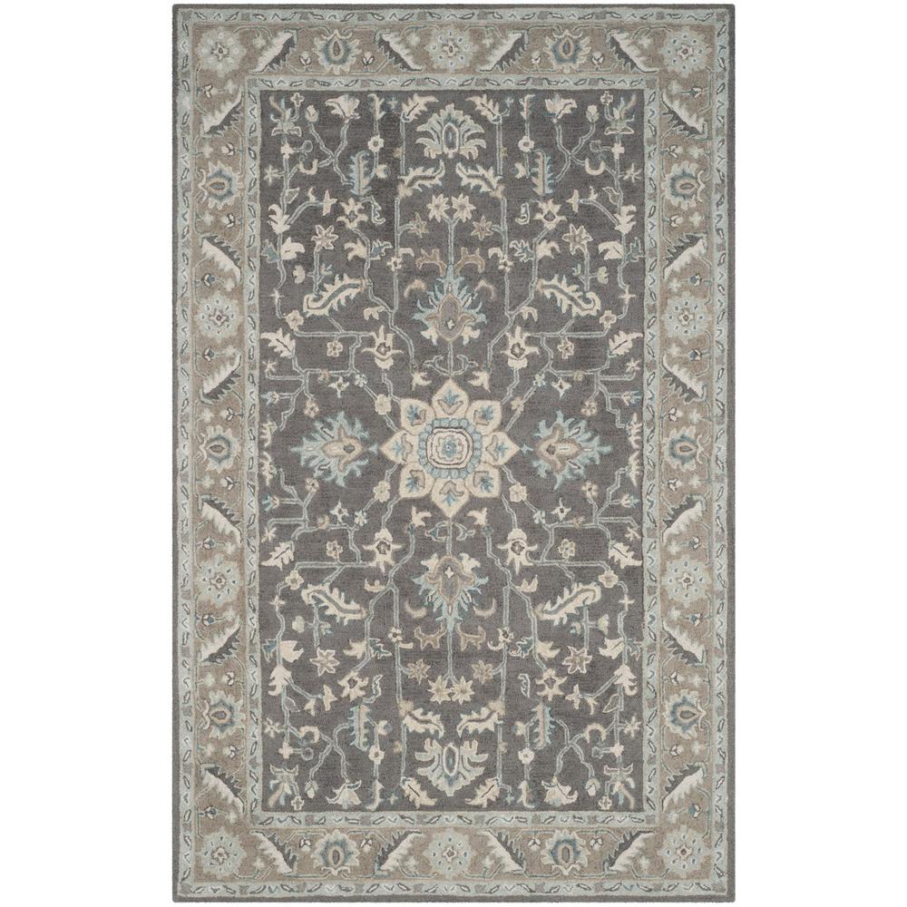 BLOSSOM, DARK GREY / LIGHT BROWN, 5' X 8', Area Rug. Picture 1