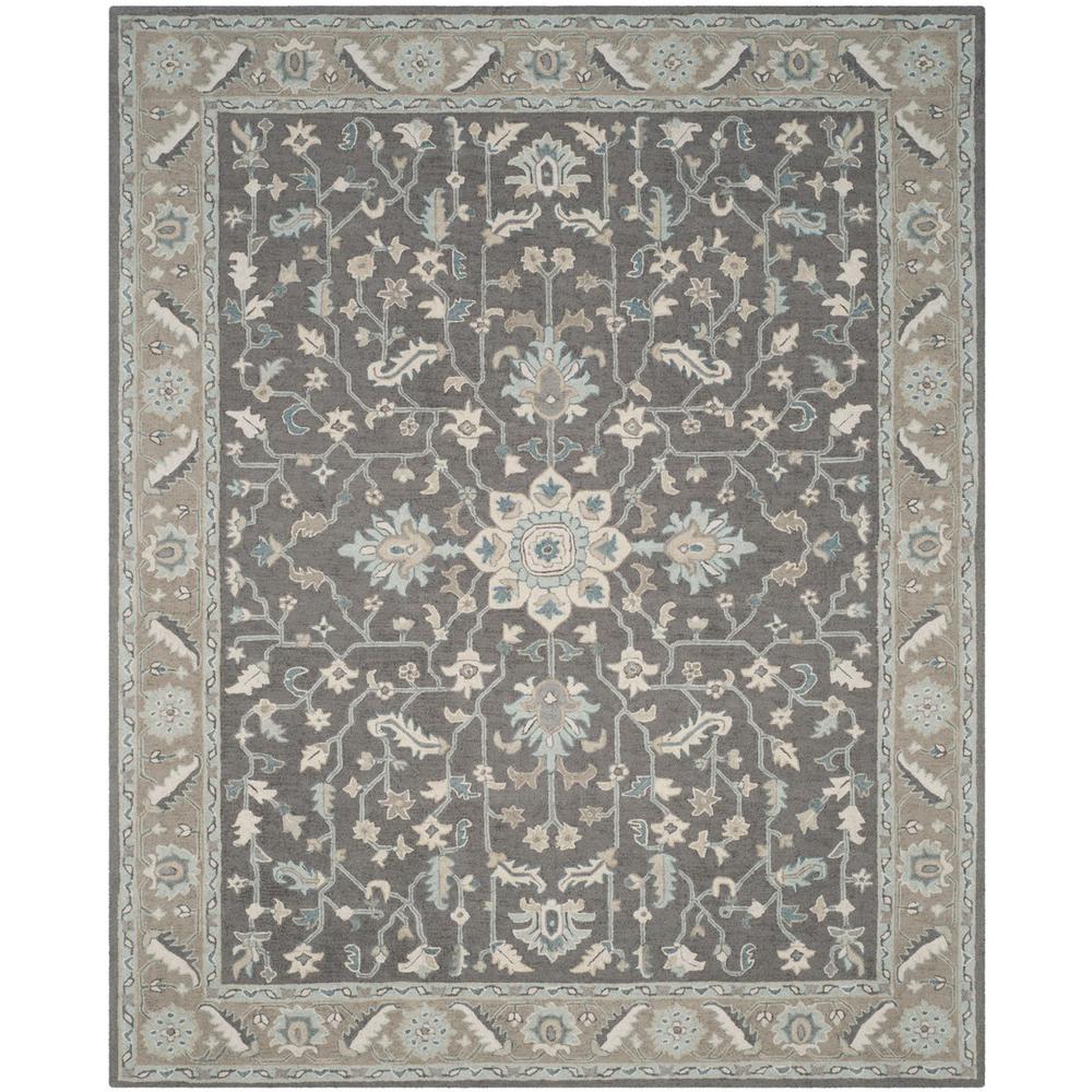 BLOSSOM, DARK GREY / LIGHT BROWN, 8' X 10', Area Rug. Picture 1