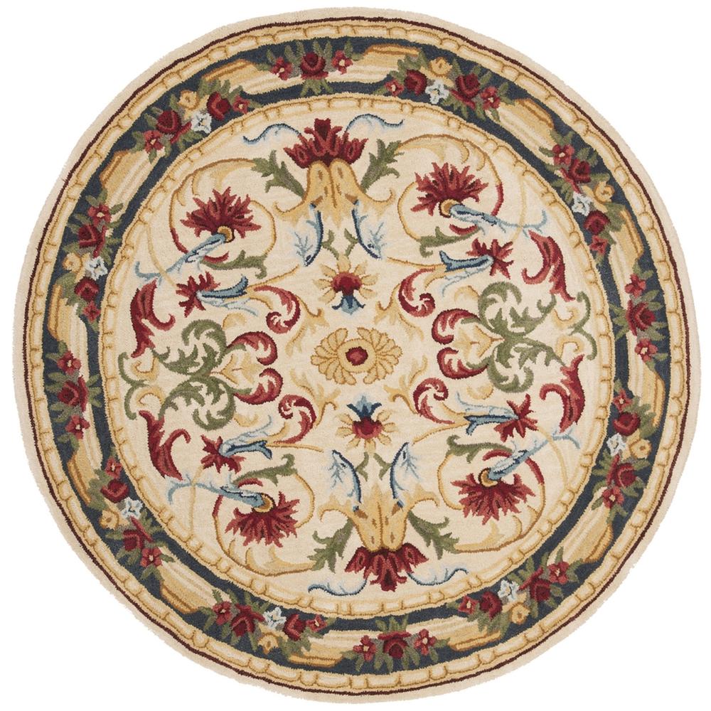 BLOSSOM, IVORY / GREEN, 6' X 6' Round, Area Rug. Picture 1