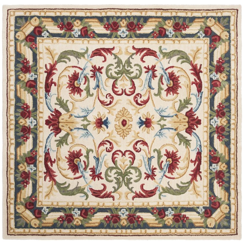BLOSSOM, IVORY / GREEN, 6' X 6' Square, Area Rug. Picture 1