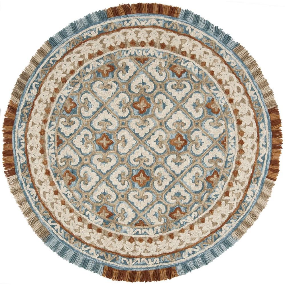 BLOSSOM, IVORY / BLUE, 6' X 6' Round, Area Rug, BLM420B-6R. Picture 1