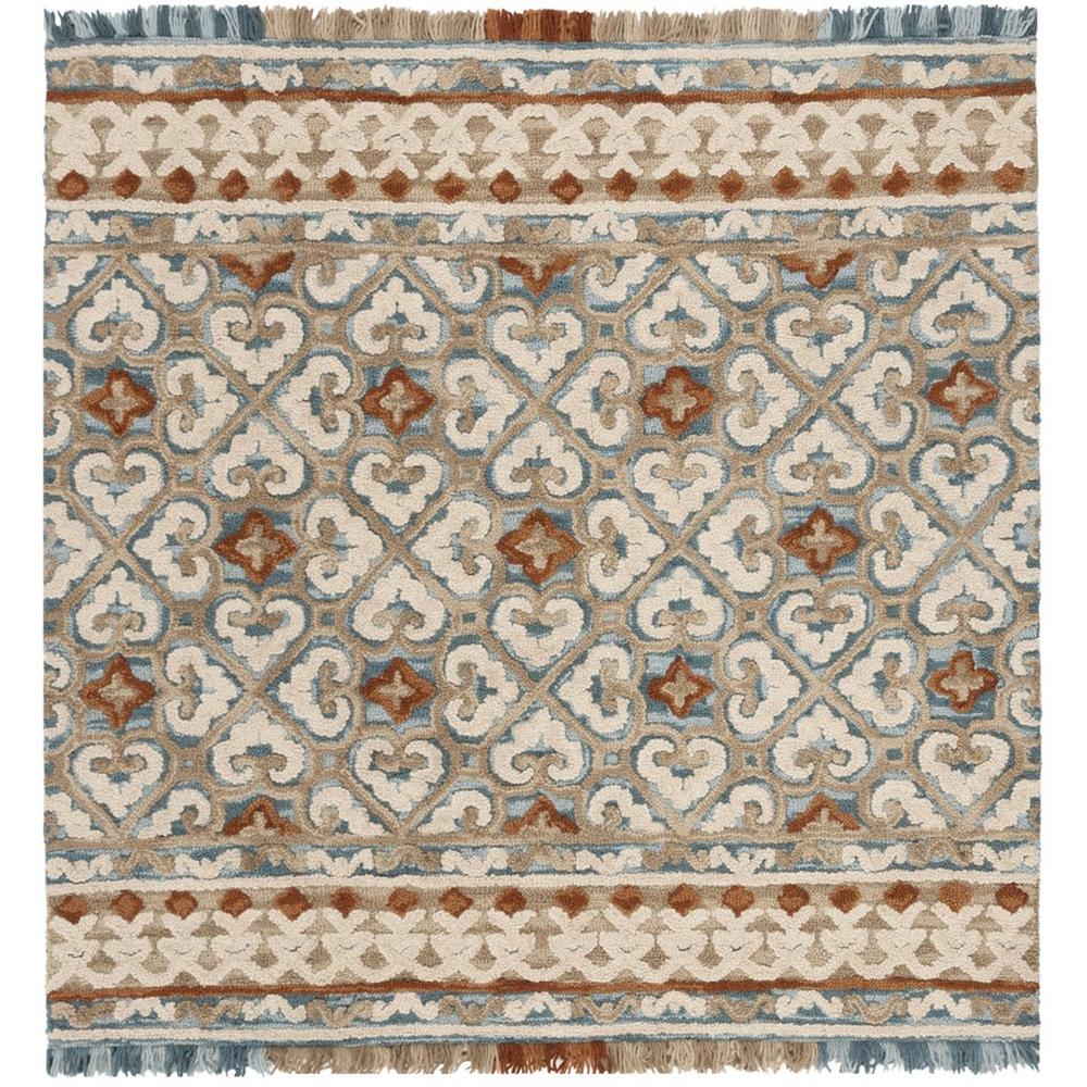 BLOSSOM, IVORY / BLUE, 6' X 6' Square, Area Rug, BLM420B-6SQ. Picture 1