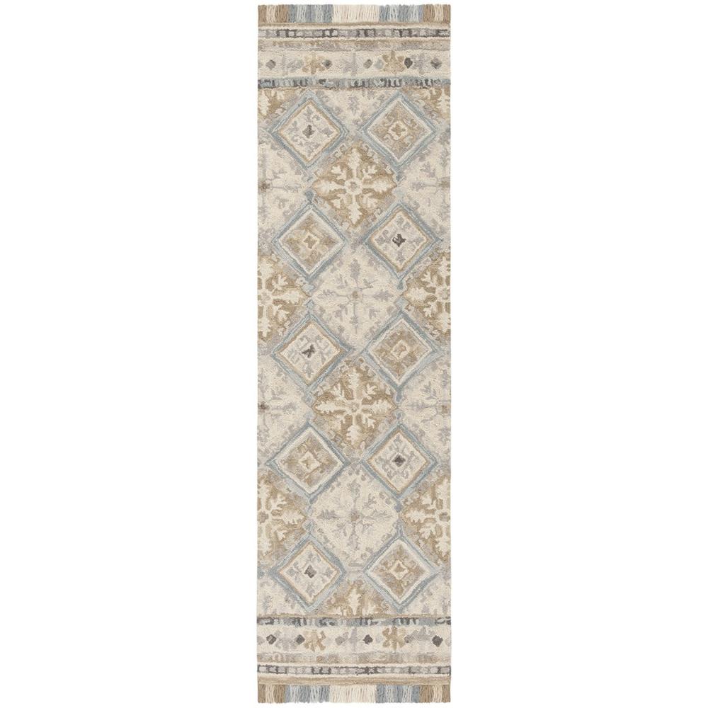 BLOSSOM, BEIGE / LIGHT BLUE, 2'-3" X 8', Area Rug. Picture 1