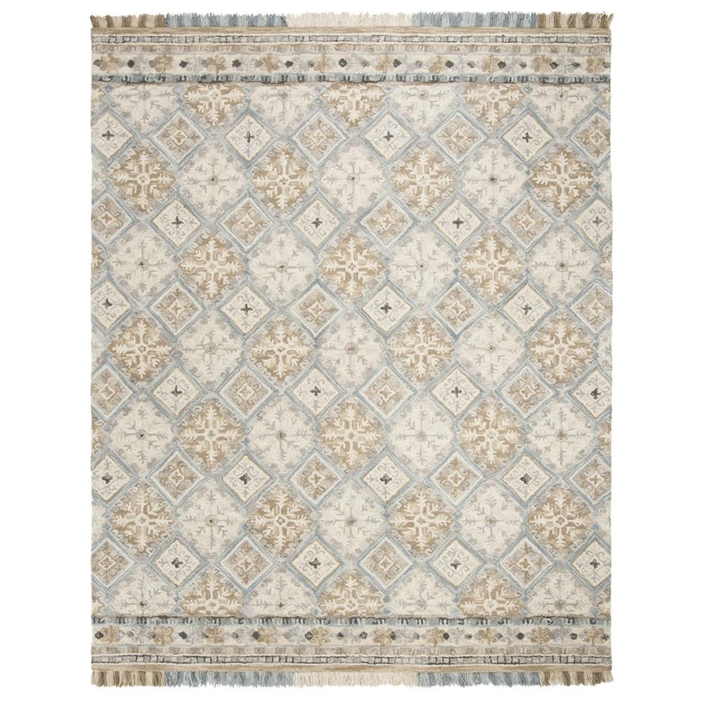 BLOSSOM, BEIGE / LIGHT BLUE, 8' X 10', Area Rug. Picture 1