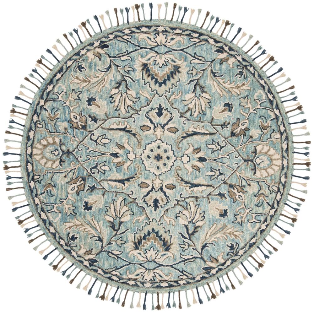 BLOSSOM, BLUE / IVORY, 6' X 6' Round, Area Rug, BLM457M-6R. Picture 1