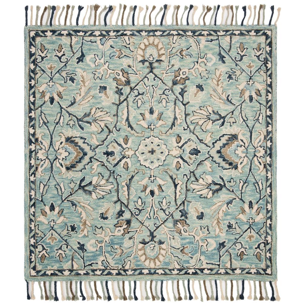 BLOSSOM, BLUE / IVORY, 6' X 6' Square, Area Rug, BLM457M-6SQ. Picture 1