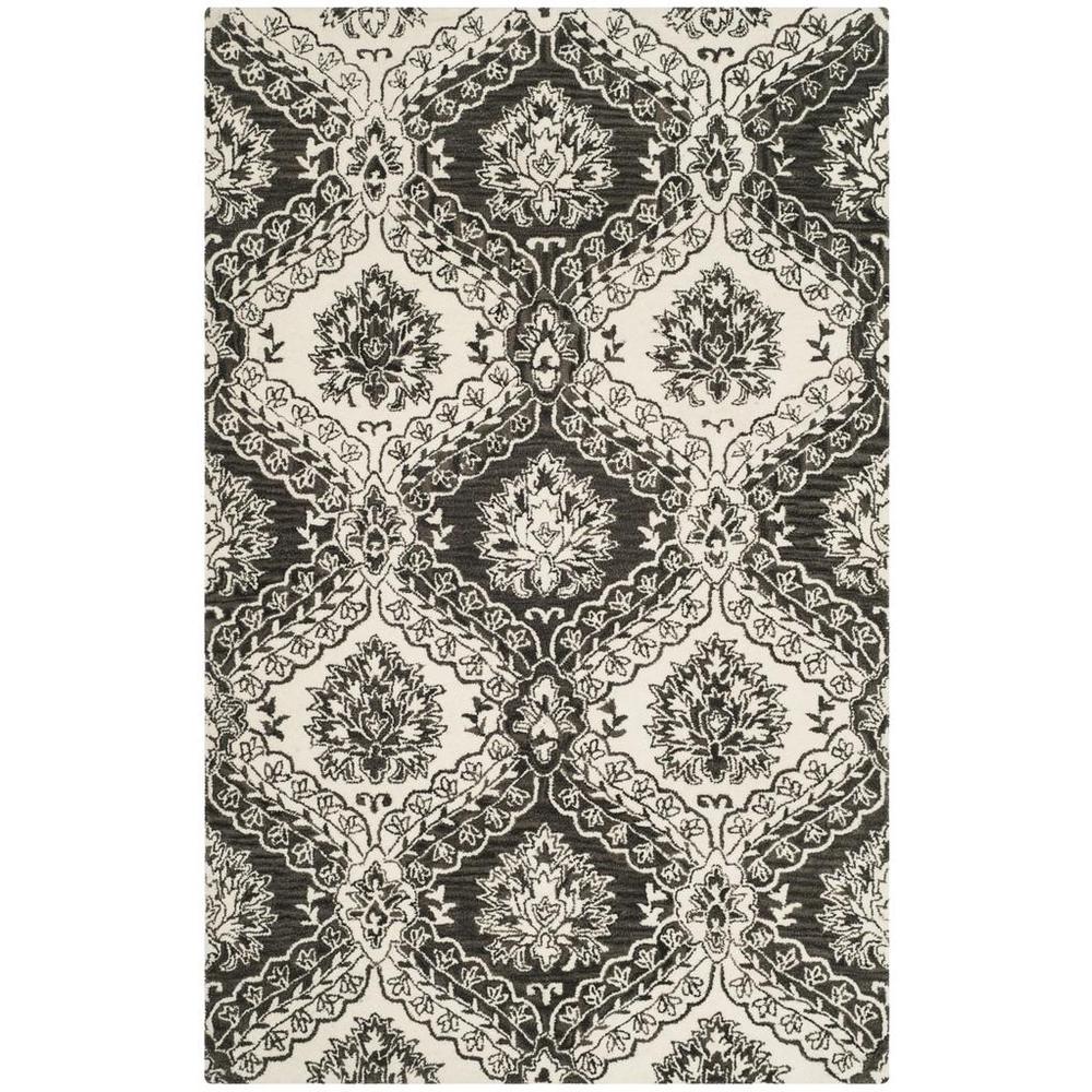 BLOSSOM, CHARCOAL / IVORY, 5' X 8', Area Rug, BLM601H-5. Picture 1