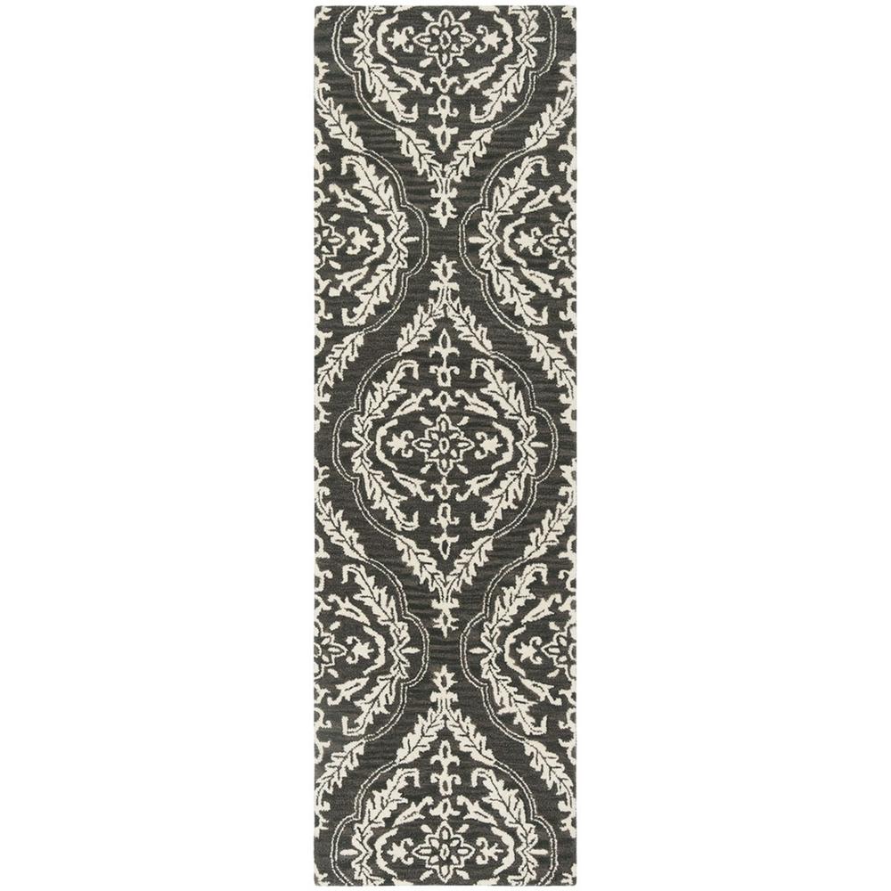 BLOSSOM, CHARCOAL / IVORY, 2'-3" X 8', Area Rug, BLM602H-28. Picture 1