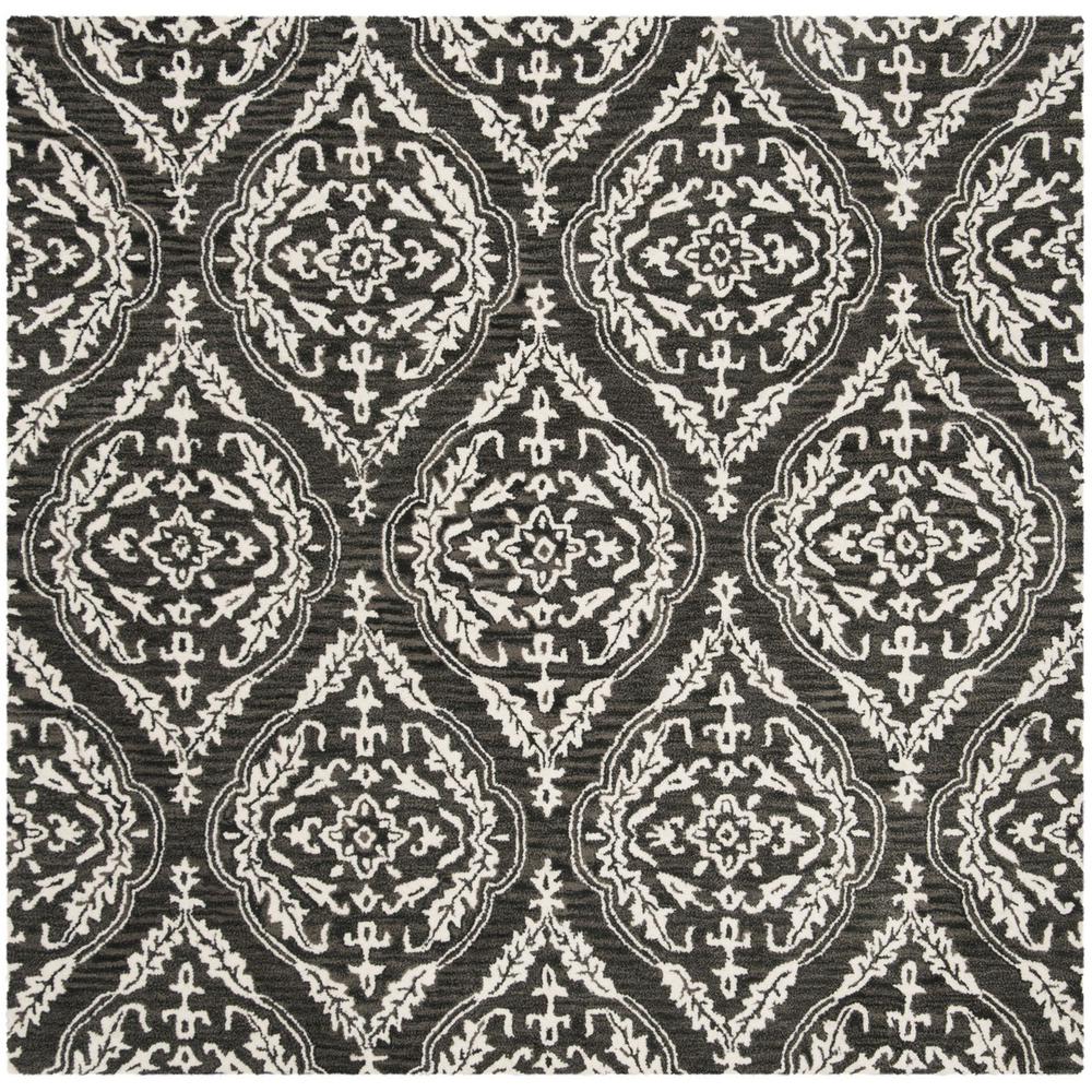 BLOSSOM, CHARCOAL / IVORY, 6' X 6' Square, Area Rug, BLM602H-6SQ. Picture 1