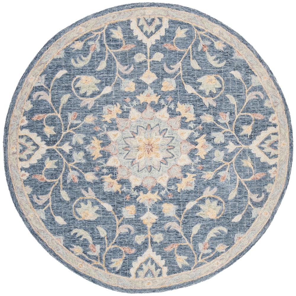 BLOSSOM, NAVY / MULTI, 6' X 6' Round, Area Rug, BLM813N-6R. The main picture.