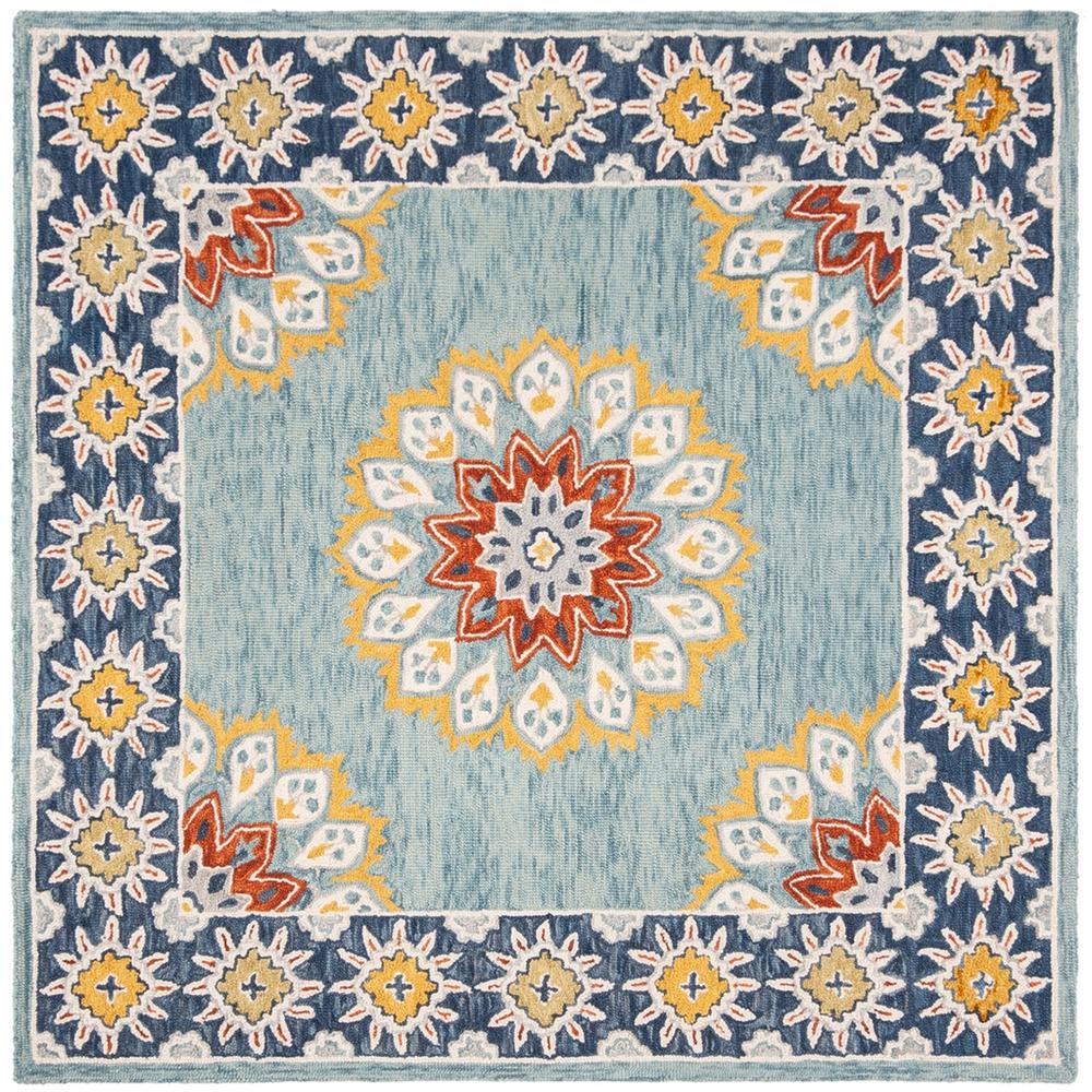 BLOSSOM, BLUE / GOLD, 6' X 6' Square, Area Rug. Picture 1