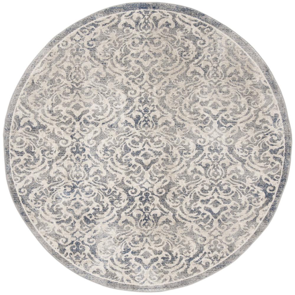 BRENTWOOD, LIGHT GREY / BLUE, 6'-7" X 6'-7" Round, Area Rug, BNT810G-7R. Picture 1