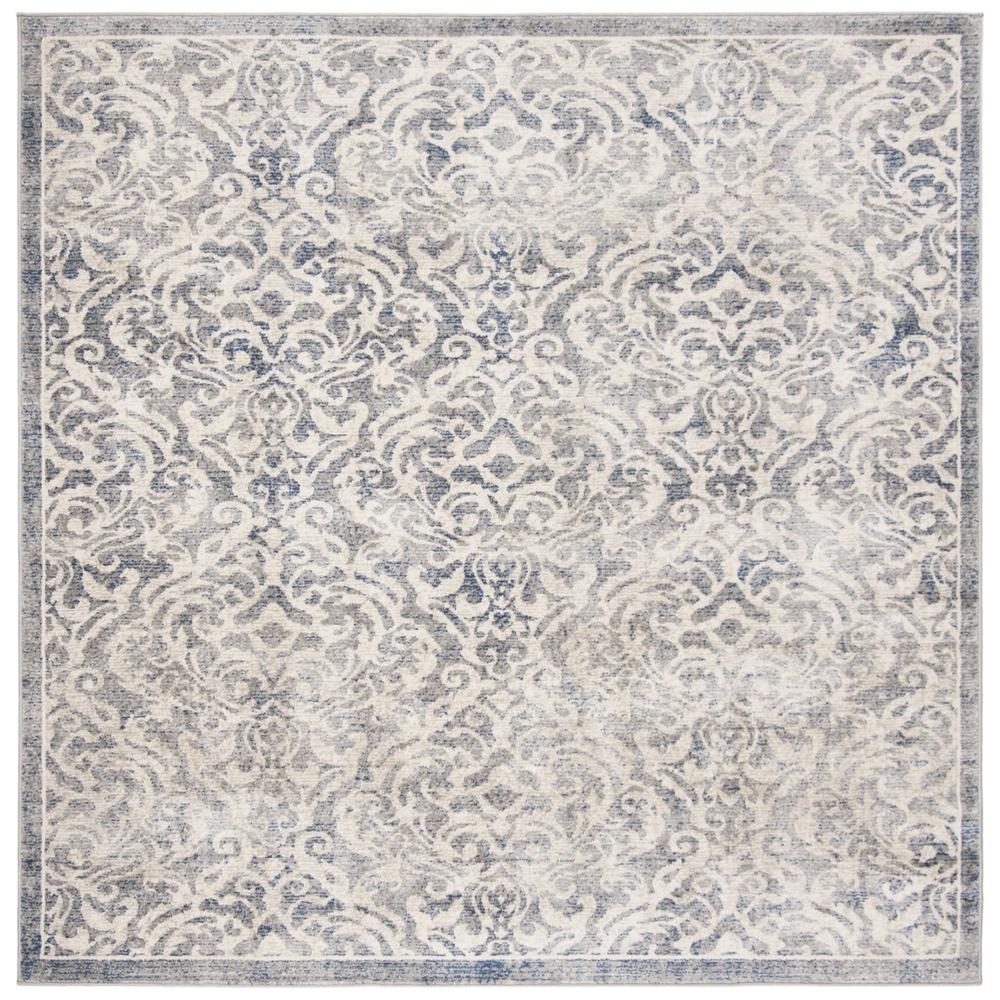 BRENTWOOD, LIGHT GREY / BLUE, 6'-7" X 6'-7" Square, Area Rug, BNT810G-7SQ. Picture 1