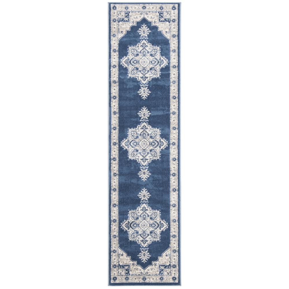 BRENTWOOD, NAVY / CREME, 2' X 12', Area Rug, BNT865N-212. Picture 1