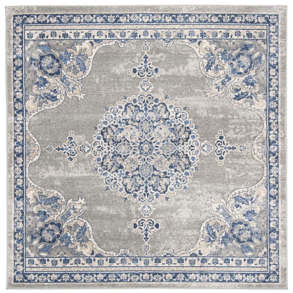 BRENTWOOD, LIGHT GREY / BLUE, 6'-7" X 6'-7" Square, Area Rug, BNT867G-7SQ. Picture 1