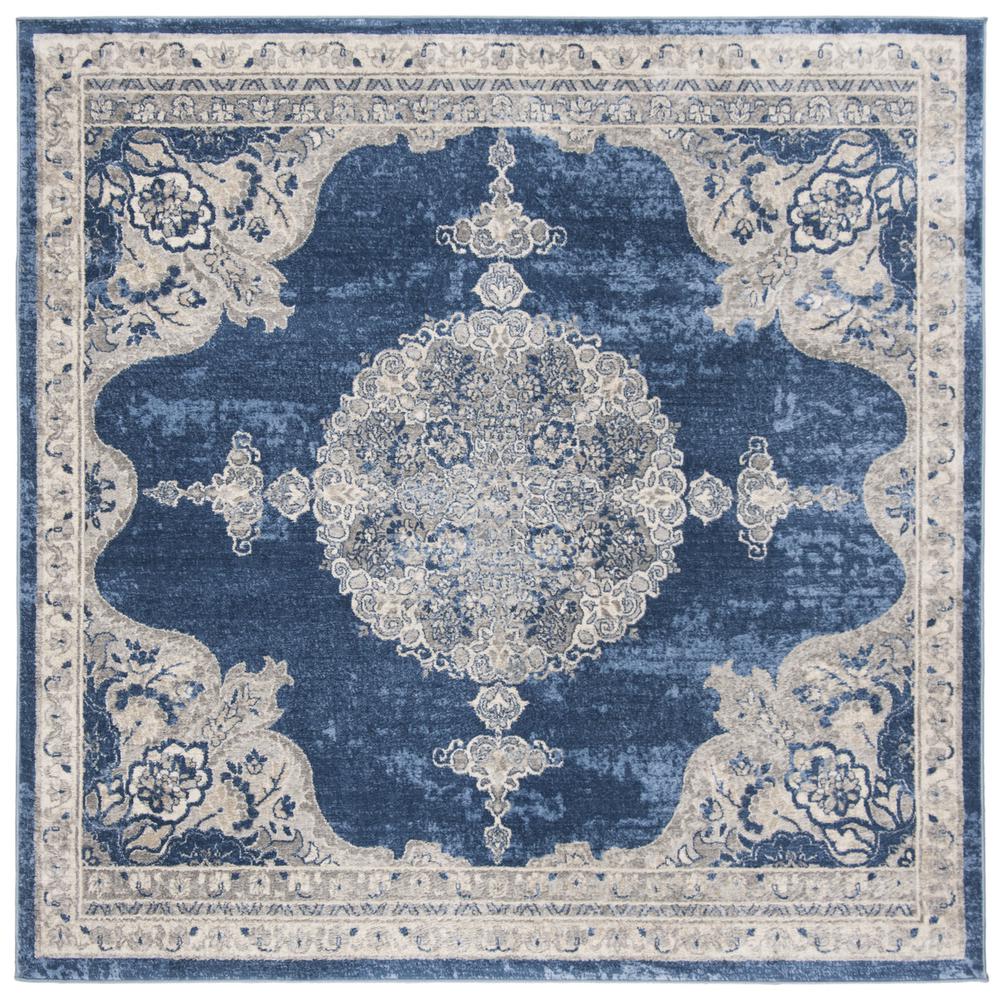 BRENTWOOD, NAVY / LIGHT GREY, 6'-7" X 6'-7" Square, Area Rug, BNT867M-7SQ. Picture 1