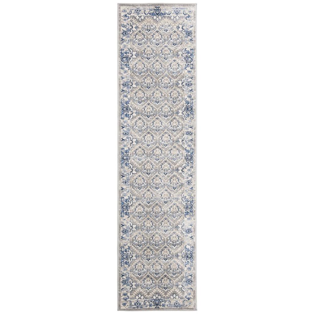 BRENTWOOD, LIGHT GREY / BLUE, 2' X 8', Area Rug, BNT869G-28. Picture 1
