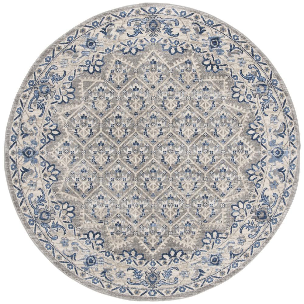 BRENTWOOD, LIGHT GREY / BLUE, 6'-7" X 6'-7" Round, Area Rug, BNT869G-7R. Picture 1