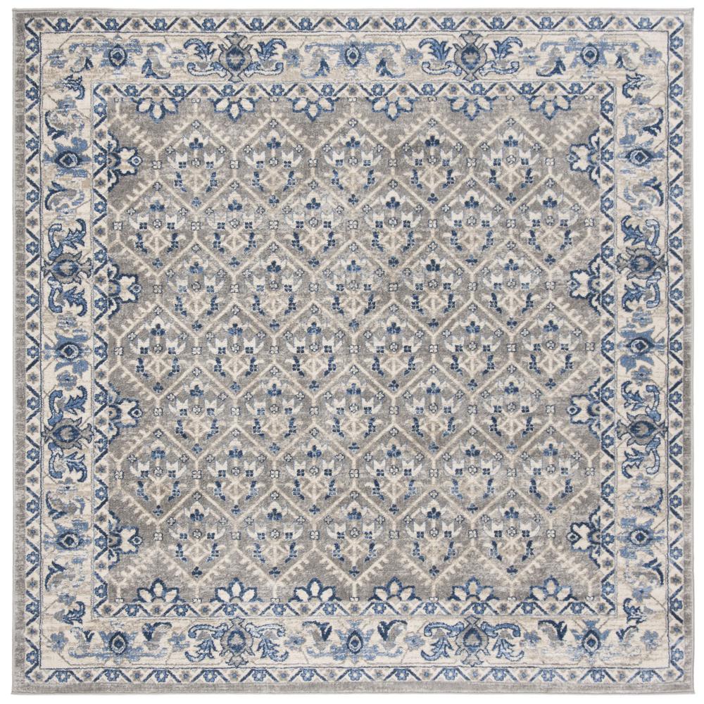 BRENTWOOD, LIGHT GREY / BLUE, 6'-7" X 6'-7" Square, Area Rug, BNT869G-7SQ. Picture 1
