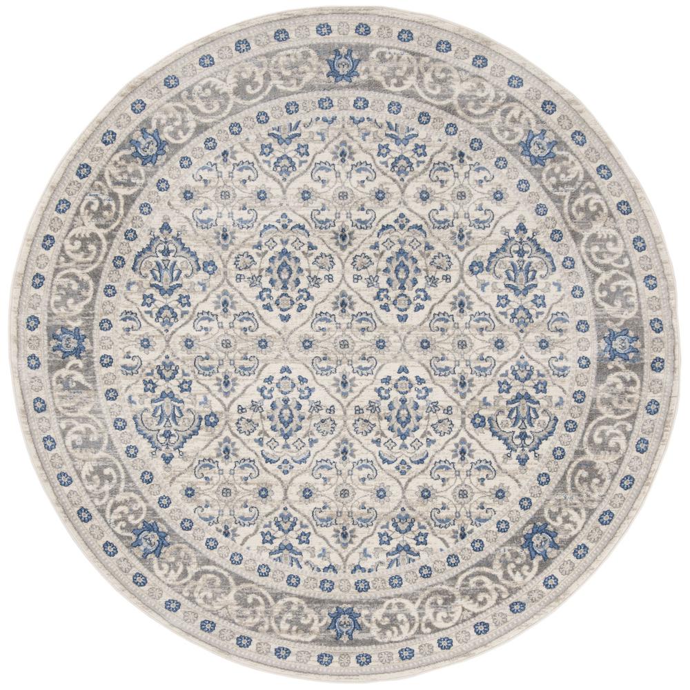 BRENTWOOD, LIGHT GREY / BLUE, 6'-7" X 6'-7" Round, Area Rug, BNT870G-7R. Picture 1