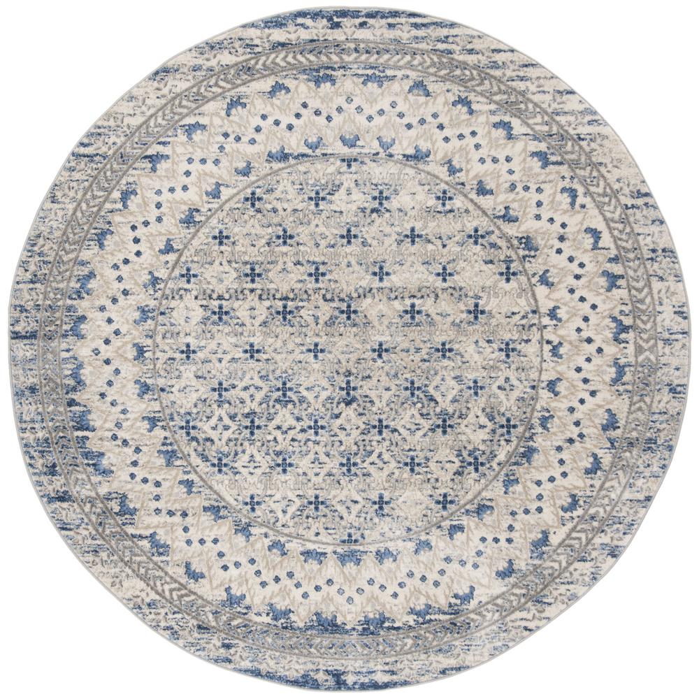 BRENTWOOD, LIGHT GREY / BLUE, 6'-7" X 6'-7" Round, Area Rug, BNT899G-7R. Picture 1