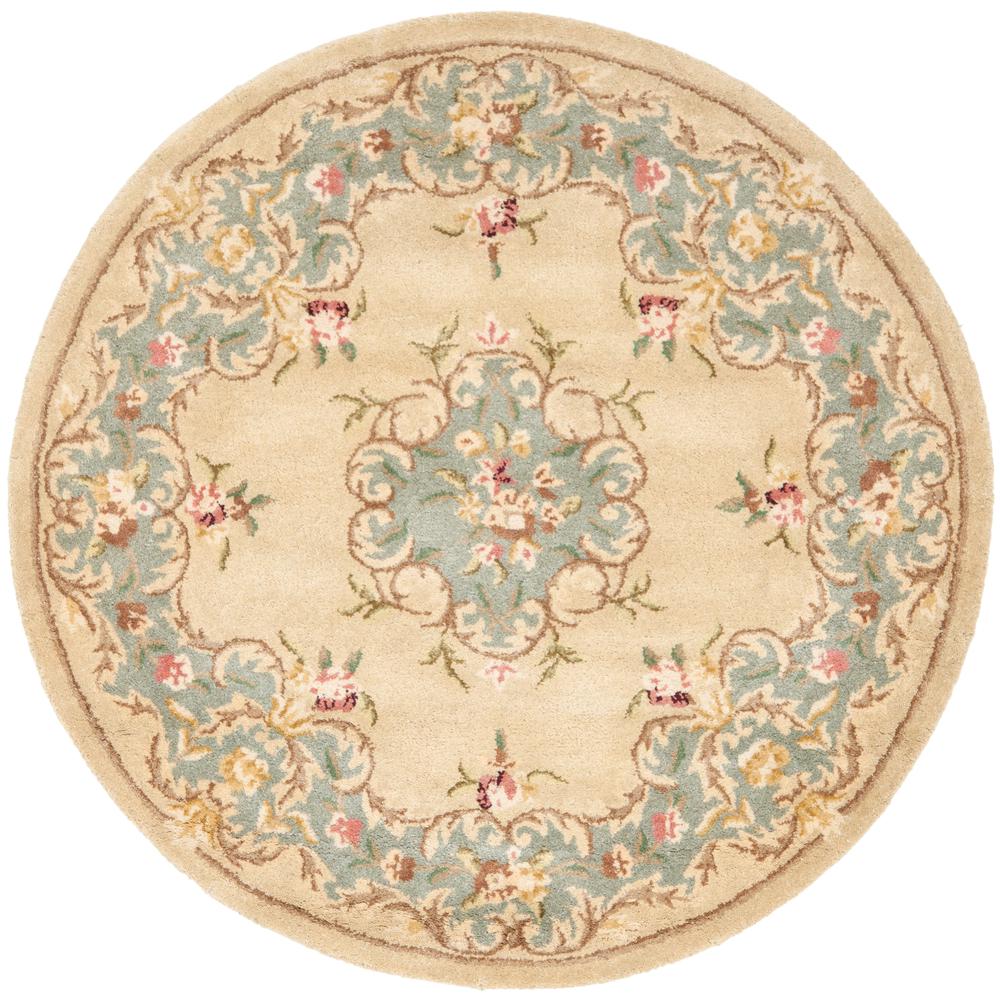 BERGAMA, IVORY / LIGHT BLUE, 4' X 4' Round, Area Rug. Picture 1