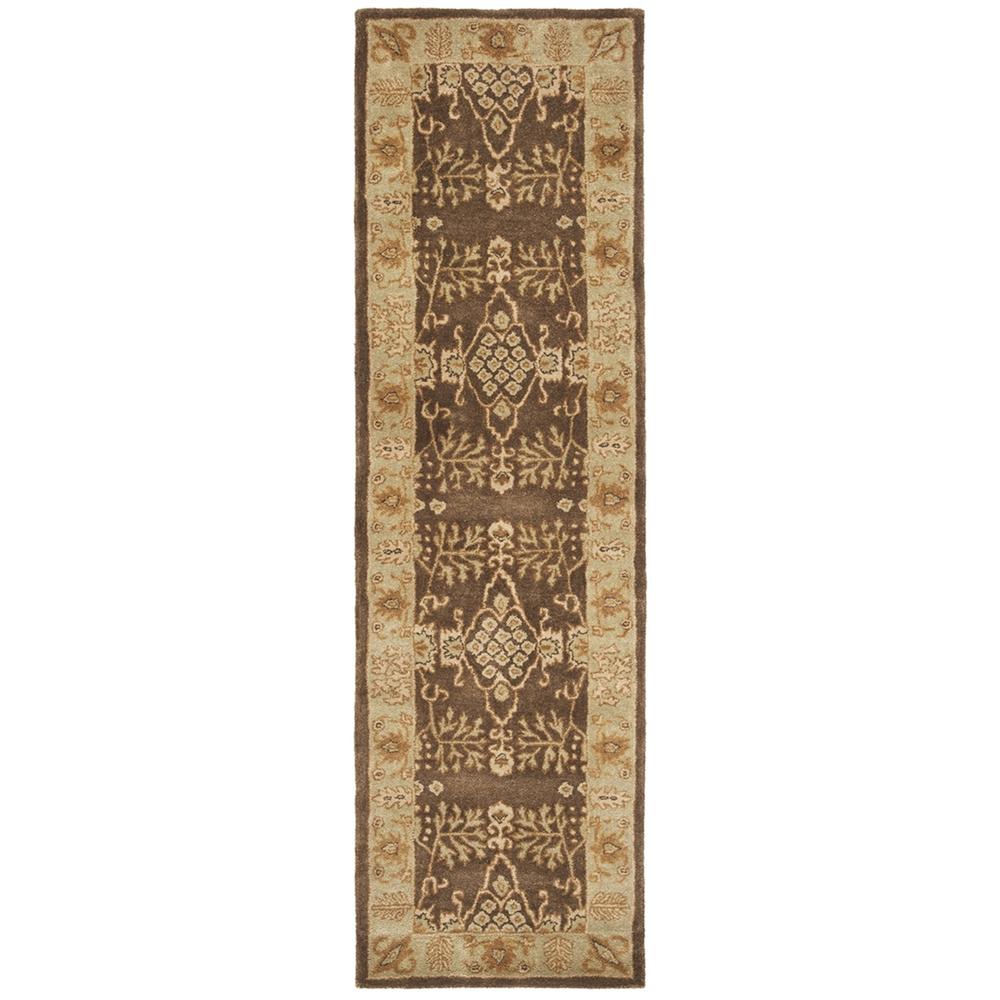 BERGAMA, BROWN / GREEN, 2'-3" X 10', Area Rug. Picture 1