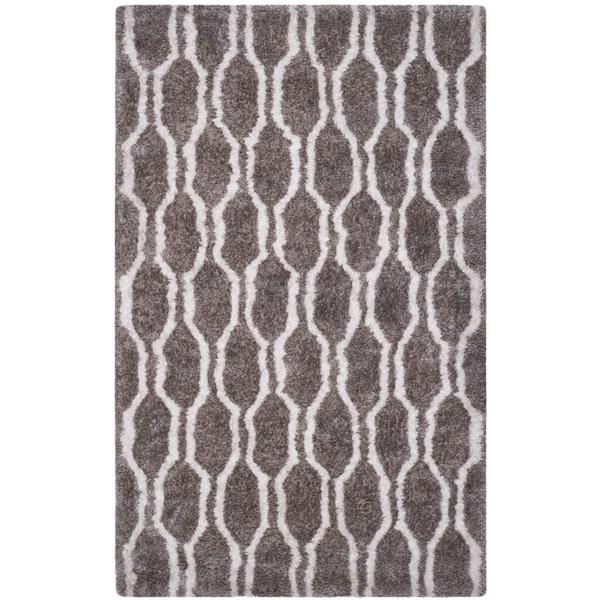 SG-BSG-Barcelona Shag, SILVER / IVORY, 4' X 6', Area Rug. Picture 1