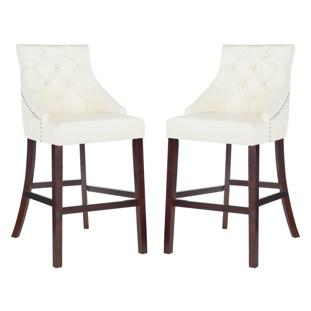 Eleni Tufted Wing Back Bar Stool, White. Picture 1