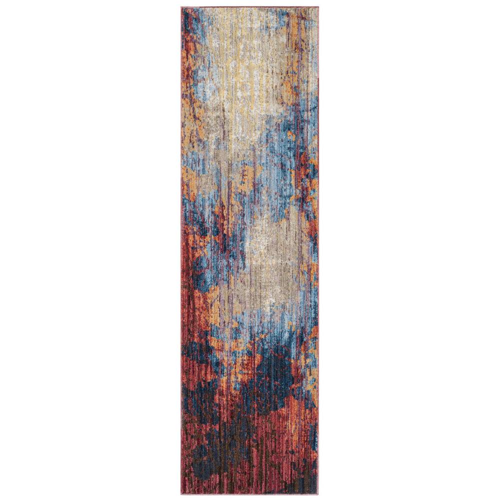 BRISTOL, BLUE / RUST, 2'-3" X 8', Area Rug. The main picture.