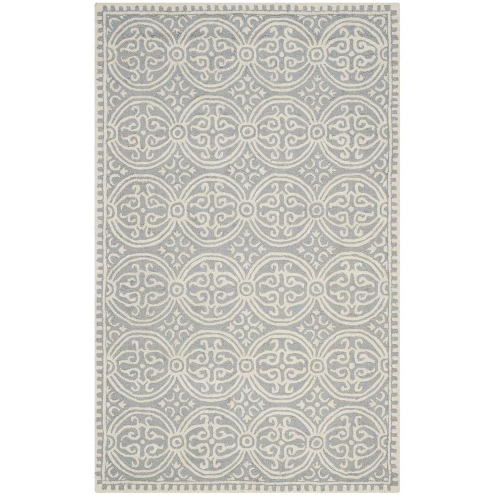 CAMBRIDGE, SILVER / IVORY, 5' X 8', Area Rug, CAM123D-5. Picture 1