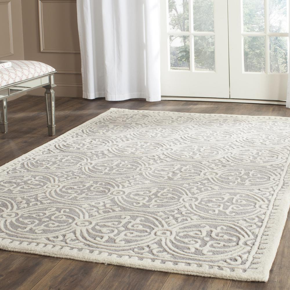 CAMBRIDGE, SILVER / IVORY, 5' X 8', Area Rug, CAM123D-5. Picture 4