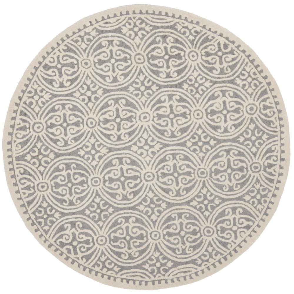 CAMBRIDGE, SILVER / IVORY, 6' X 6' Round, Area Rug, CAM123D-6R. Picture 1