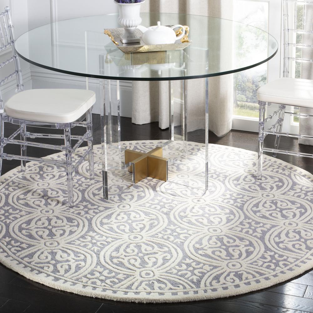 CAMBRIDGE, SILVER / IVORY, 9' X 9' Round, Area Rug. Picture 3