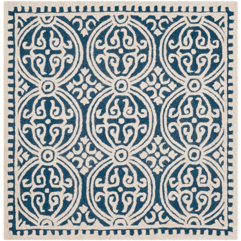 CAMBRIDGE, NAVY BLUE / IVORY, 4' X 4' Square, Area Rug, CAM123G-4SQ. The main picture.