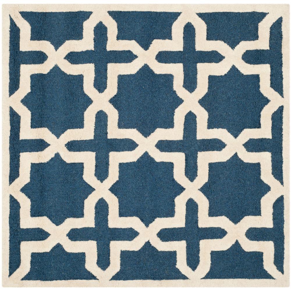 CAMBRIDGE, NAVY BLUE / IVORY, 4' X 4' Square, Area Rug, CAM125G-4SQ. Picture 1