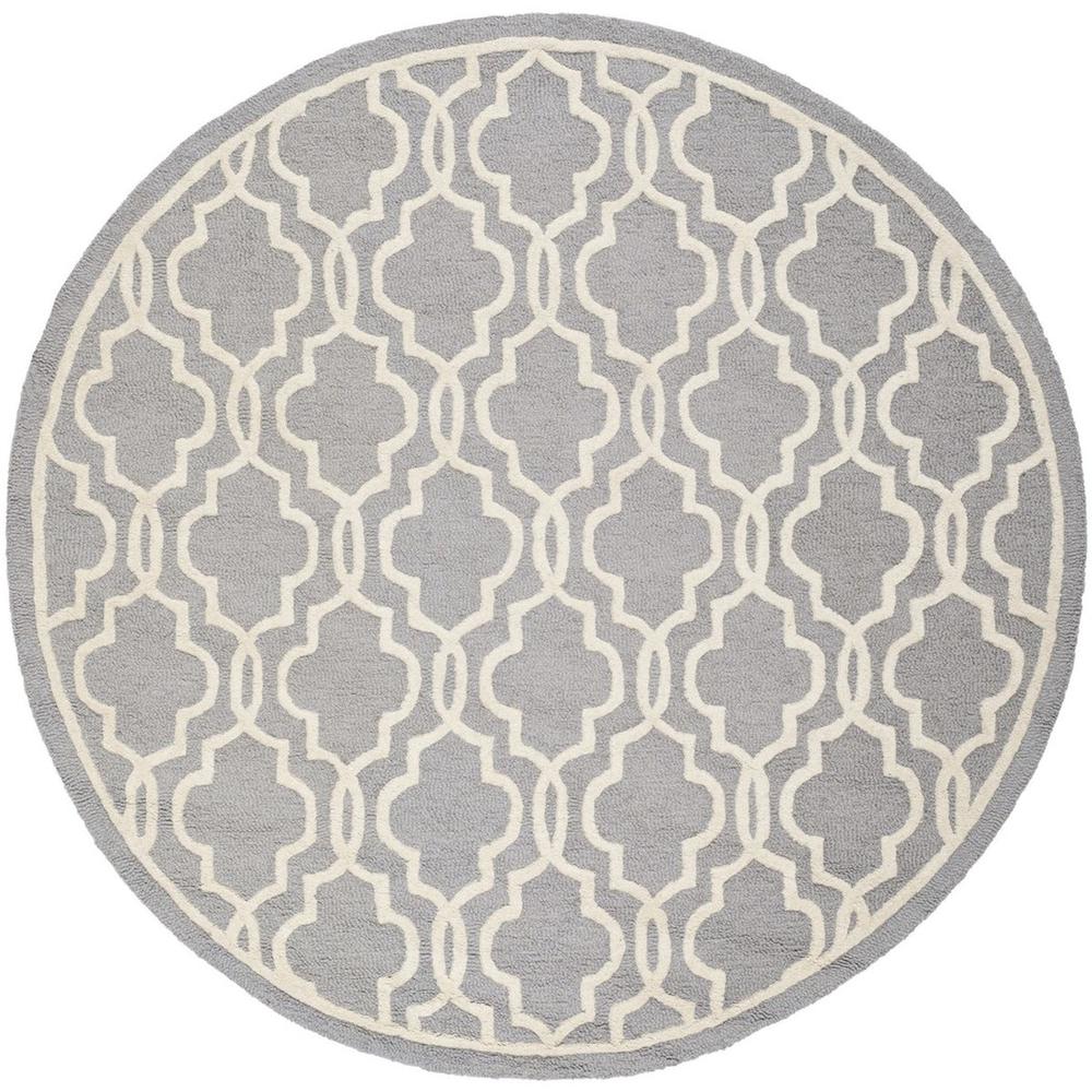 CAMBRIDGE, SILVER / IVORY, 6' X 6' Round, Area Rug, CAM131D-6R. Picture 1