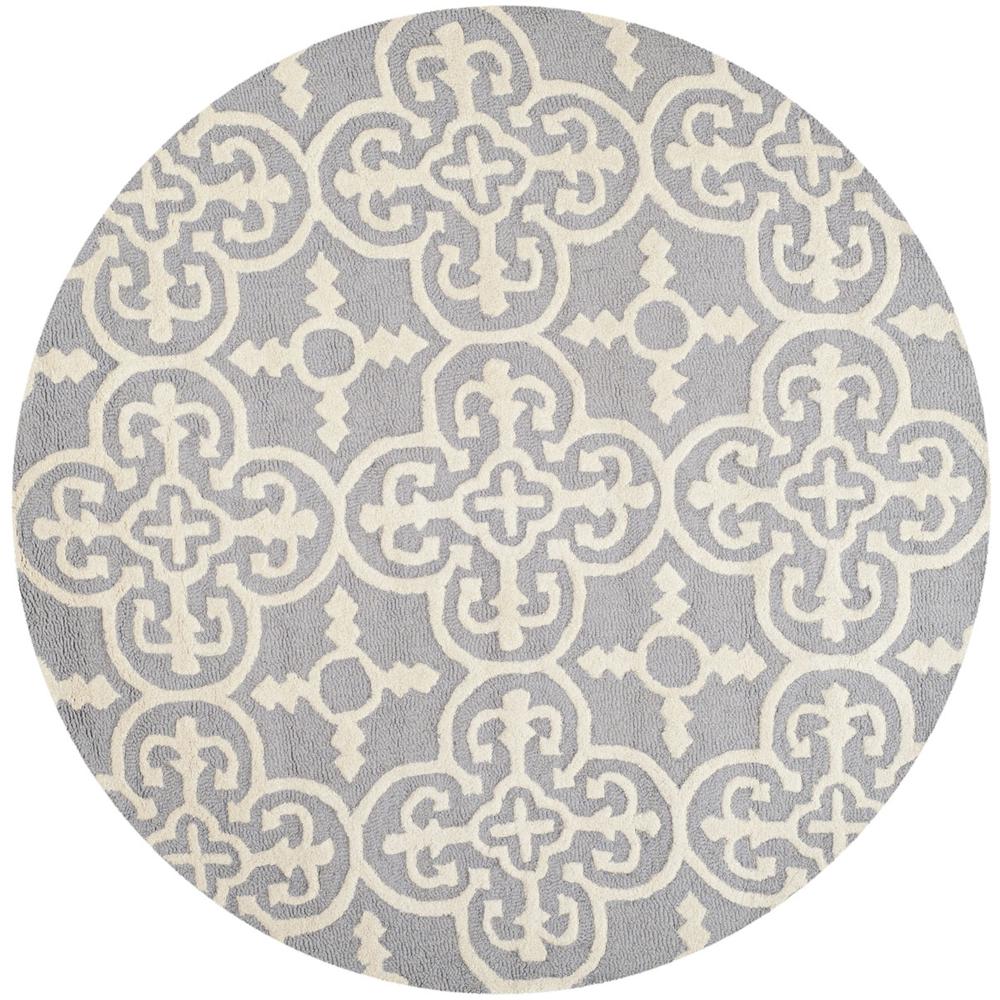 CAMBRIDGE, SILVER / IVORY, 6' X 6' Round, Area Rug, CAM133D-6R. Picture 1