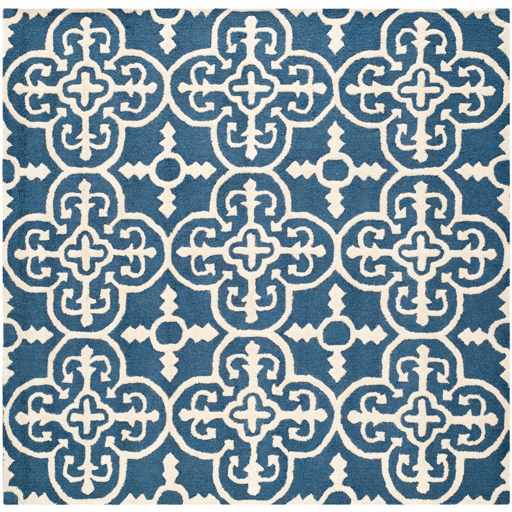CAMBRIDGE, NAVY / IVORY, 4' X 4' Square, Area Rug, CAM133G-4SQ. Picture 1