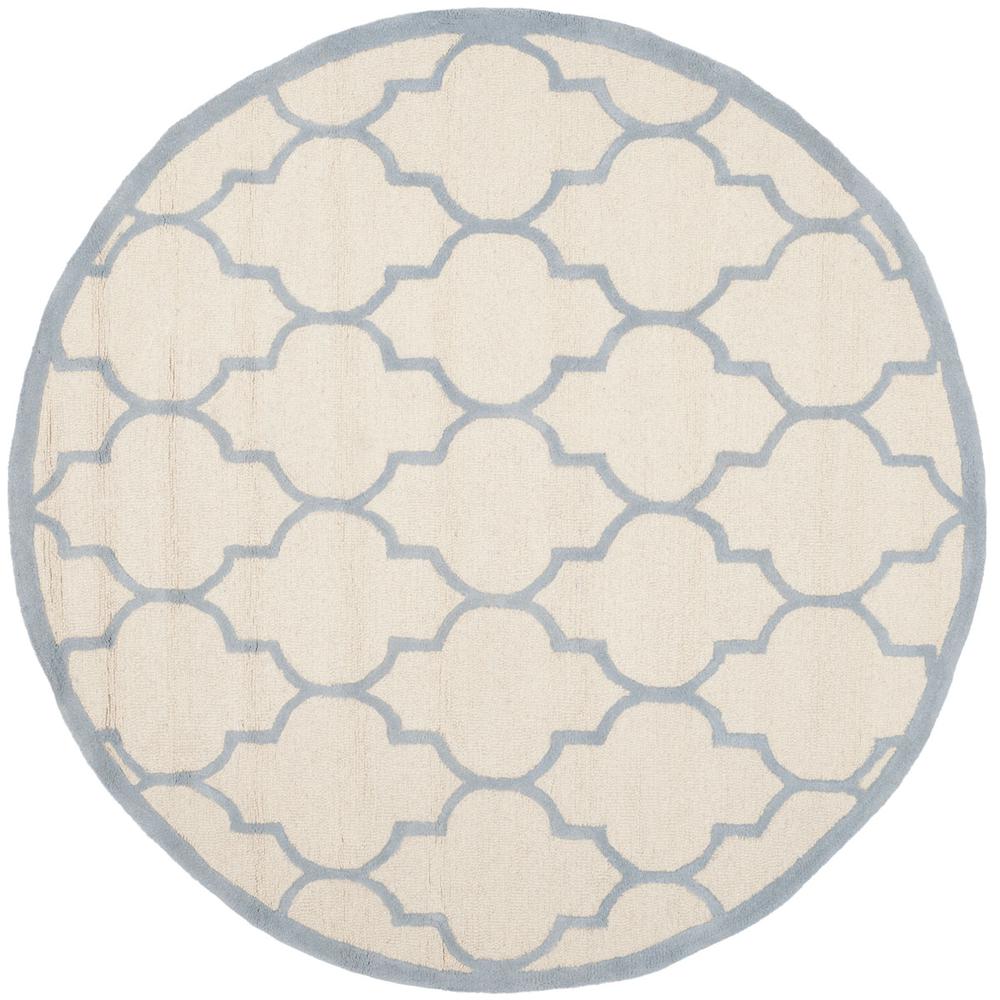 CAMBRIDGE, IVORY / LIGHT BLUE, 6' X 6' Round, Area Rug, CAM134F-6R. The main picture.